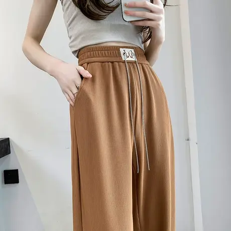 阔腿裤女春秋2024新款高腰垂感宽松直筒梨型身材显瘦休闲拖地长裤商品大图