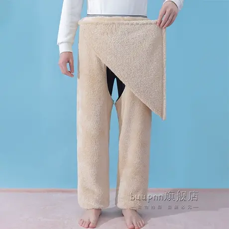 卧床老人开档护理裤男尿失禁方便裤秋冬珊瑚绒睡衣女商品大图