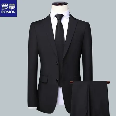 罗蒙冬季男士西服套装韩版休闲商务装新郎结婚正装西服套装两件套图片