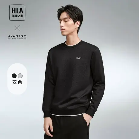 【加绒加厚】HLA/海澜之家轻商务针织衫23秋冬新款暖+保暖毛衣男商品大图