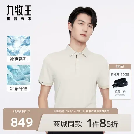 [冰丝]九牧王男装JT2C21617短袖T恤23夏新款商场同款凉感POLO衫EN图片