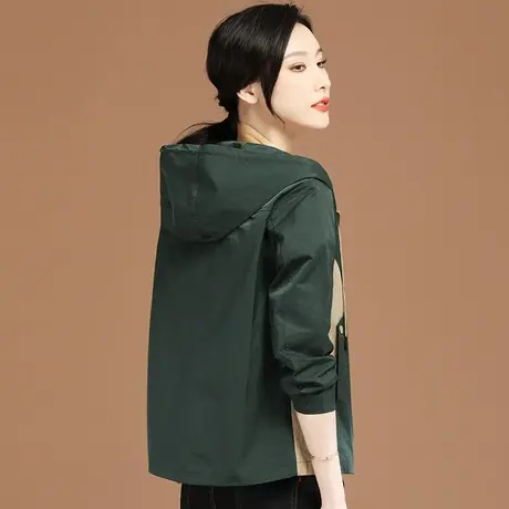 韩潮袭人休闲撞色连帽长袖薄外套女2023年秋季新款宽松百搭棒球服商品大图