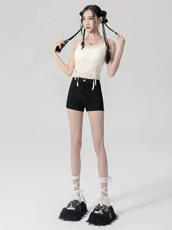 个性紧身弹力牛仔短裤女夏季高腰辣妹打底美式短裤外穿a字热裤商品大图