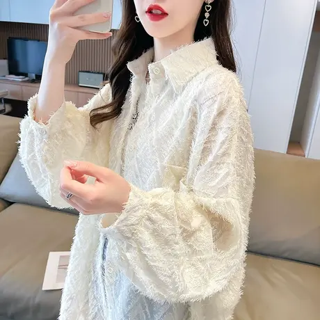 户外透气防晒衣衬衫女2023新款夏季韩版宽松大码冰丝薄款流苏外套图片