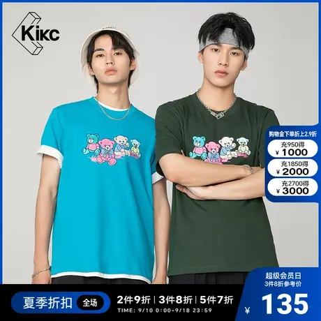 kikc短袖T恤男女同款2022夏季新款时尚潮流休闲宽松圆领半袖上衣商品大图