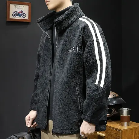 羊羔绒外套男冬季潮加厚高端2023新款男士休闲工装棉衣上衣秋冬款图片