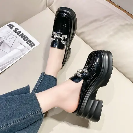 厚底小众包头半拖鞋女新款外穿2023春夏高跟穆勒鞋高级感凉拖鞋子商品大图