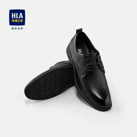 HLA/海澜之家系带正装皮鞋2024新款舒适柔软透气加宽楦型商务男鞋商品大图