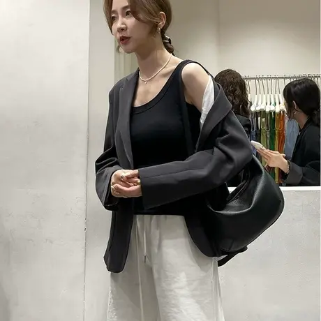 欧美风甜辣紧身内搭防走光螺纹吊带背心女春夏百搭遮副乳纯欲上衣商品大图
