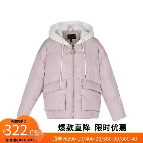 【艾格】2022冬季新款时尚外套女宽松连帽口袋短款加厚羽绒服商品大图