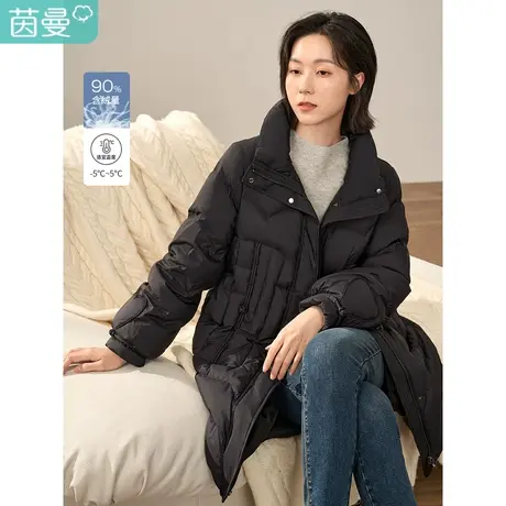 【商场同款】茵曼2023冬女装新款休闲立领抽绳百搭宽松鸭绒羽绒服图片