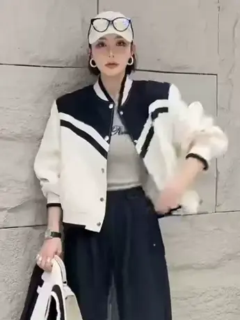 外套女春秋2023年新款韩版宽松设计感小众休闲春季棒球服夹克上衣商品大图