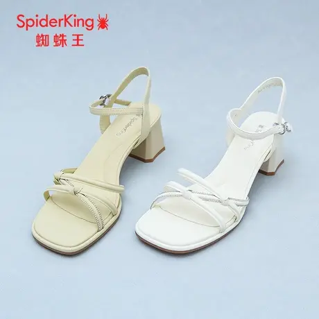 SPIDER KING/蜘蛛王女凉鞋2025夏商场新款一字带时尚仙女风粗高跟图片