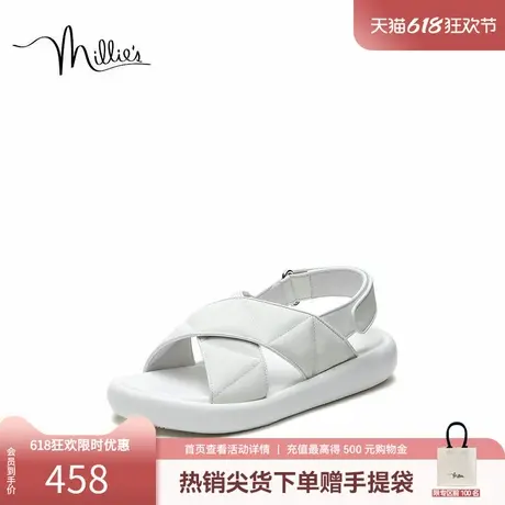预售millie's妙丽夏季菱格面包凉鞋时尚休闲女凉鞋100-6BL3商品大图