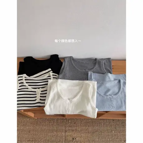 爆福利～夏季小v领纽扣基础款软糯大弹力工字吊带背心百搭上衣女图片