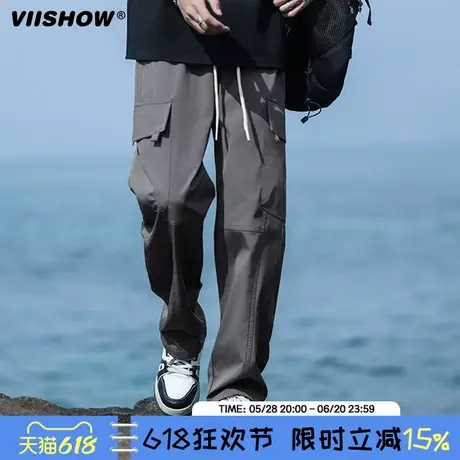 VIISHOW美式机能工装裤子男士夏季薄款户外直筒阔腿伐木裤男商品大图