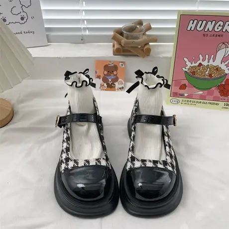 玛丽珍鞋女粗跟气质单鞋2023秋季新款复古浅口防滑晚风猪腰子鞋子商品大图