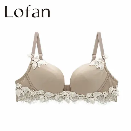 Lofan纯色无痕低胸深V性感薄款舒适聚拢二排扣无钢圈文胸5119商品大图