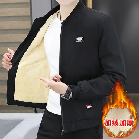 男士外套秋冬款2023新款夹克男装韩版潮流修身帅气秋冬季加绒加厚商品大图