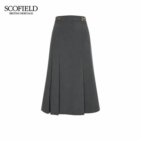 Scofield女装都市气质A字半身裙压褶短裙金属马蹄扣2025秋季新品商品大图