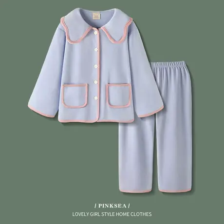 睡衣秋季女2023年新款甜美保暖德绒套装秋冬加厚可外穿家居服套商品大图
