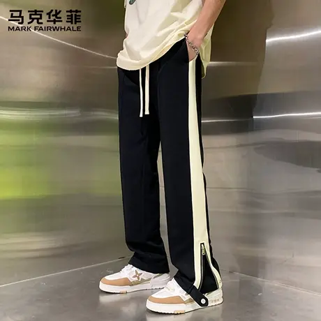 马克华菲潮牌美式休闲裤男款春秋款2025新款宽松垂坠感开叉裤子男商品大图