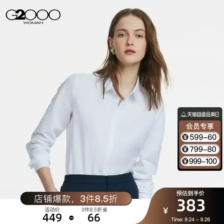 G2000女装2023年秋冬商场新款棉混纺商务休闲长袖衬衫图片