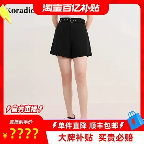 【百补穿搭馆】r珂莱蒂尔2025夏季新款时尚高腰黑色休闲裤女通勤图片