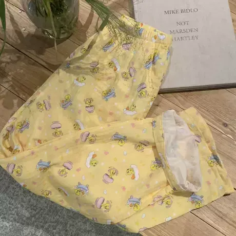 新品！泡澡的翠迪纯棉双层纱布睡裤宽松舒适可外睡裤可爱休闲家居商品大图