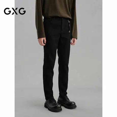 GXG男装 黑色修身牛仔裤男士通勤长裤 24年冬G24X054066商品大图