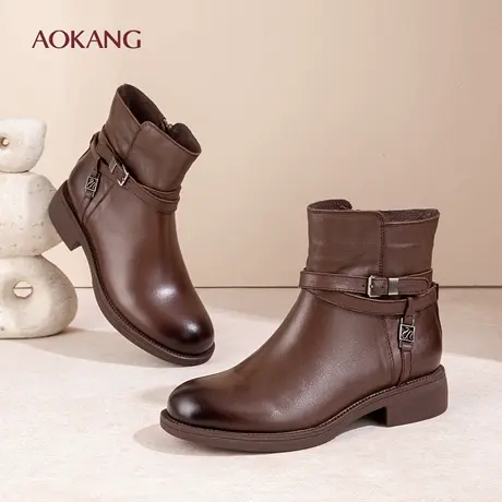 奥康 女鞋2025年秋冬新款时尚休闲短筒靴百搭切尔西靴N图片