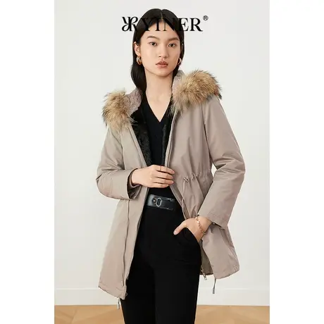 YINER音儿商场同款女装冬季新款抽绳系带收腰尼克服商品大图