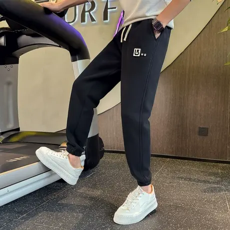 加绒卫裤男秋冬季潮牌宽松束脚运动裤2023新款加厚男裤哈伦休闲裤图片