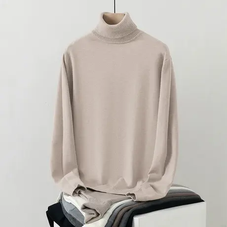 高领毛衣男秋冬保暖内搭打底衫修身潮流针织衫纯色毛线衣休闲毛衫图片