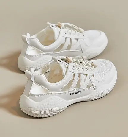 女鞋2023新款夏季网鞋透气网面镂空小白鞋女百搭软底包头运动凉鞋商品大图