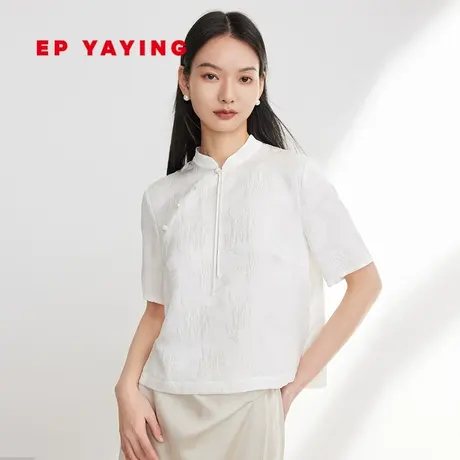 EP YAYING雅莹女装 新中式立领真丝短袖新国风衬衫 2023新款2331A图片