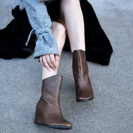 Artmu阿木原创显瘦高跟短靴女春秋单靴内增高女靴子2022秋冬新款商品大图