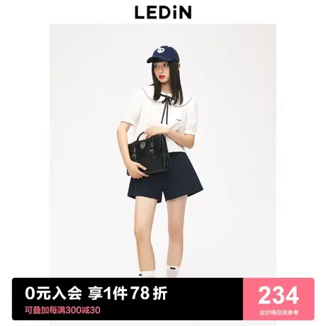 【商场同款】乐町高腰排扣中短裤女23夏季修身休闲短裤C2GCD2501图片