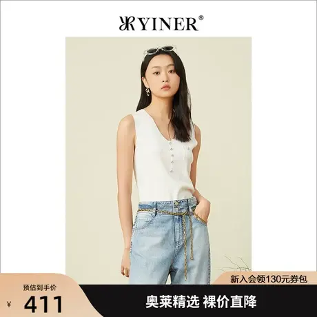 YINER音儿专柜女装2022夏季新款气质无袖针织衫套头商品大图
