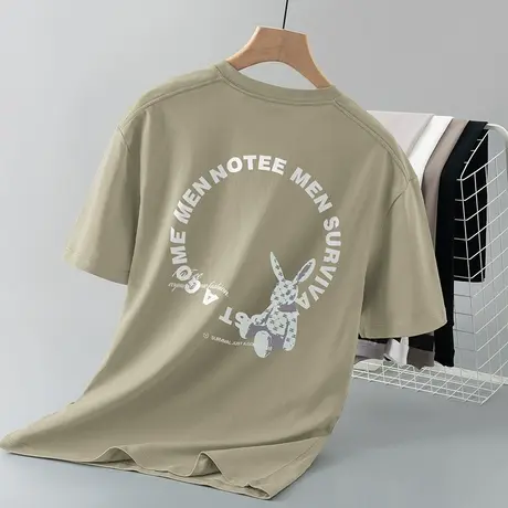 250g重磅美式纯棉短袖t恤男潮流宽松圆领上衣服体恤夏季全棉半袖商品大图