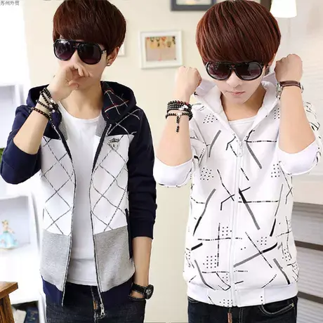 男士夹克春季衣服中学生外衣男士青少年修身帅气个性潮流秋装外套商品大图