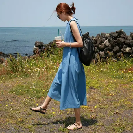 纯诗曼2018夏装新款阔腿连体裤女宽松大码棉麻无袖背心裤裙学院风商品大图