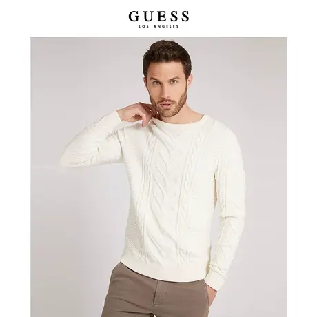 【38上新季】GUESS冬纯色圆领短款休闲针织白毛衣上衣M1BR10Z2MK1图片
