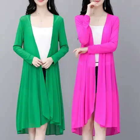 防晒衣女2022新款夏季中长款纱薄款披肩外套大码空调开衫外搭披风图片