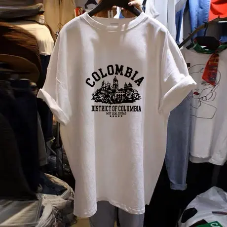 仿棉短袖t恤女夏季2023年新款宽松圆领半袖打底小衫体恤白色上衣商品大图