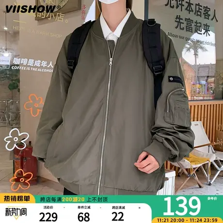 VIISHOW外套男士飞行员夹克潮牌复古宽松休闲春秋工装棒球服男商品大图