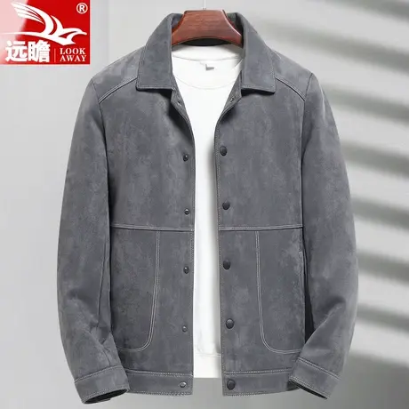 男士春季夹克男外套2023春秋款新款男装翻领宽松春装休闲上衣男款商品大图