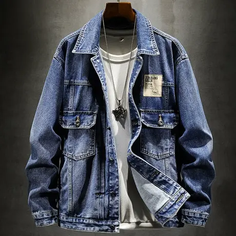 保暖衣服2022冬季时尚男士牛仔夹克牛仔宽松舒适抗寒工装外套上衣商品大图