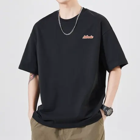 2024新款男士黑色体恤短袖T恤衫夏季男装纯棉圆领半袖夏款上衣服商品大图