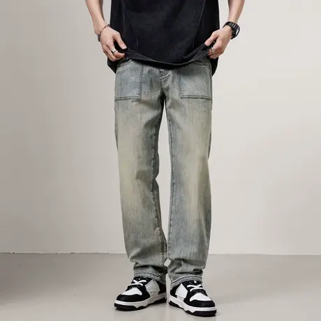 男士牛仔裤2023新款春秋款潮牌宽松裤子男款美式高街休闲长裤百搭商品大图